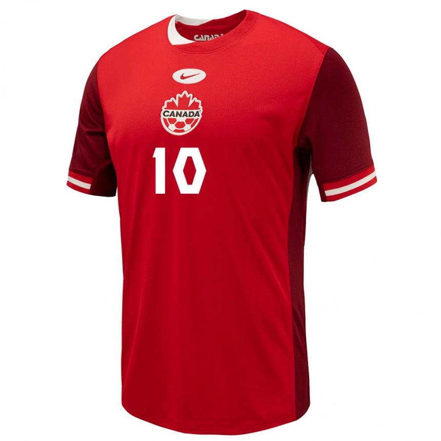 Vaikiškas Kanada David Junior Hoilett #10 Raudona Namų Marškinėliai 24-26 T-Shirt