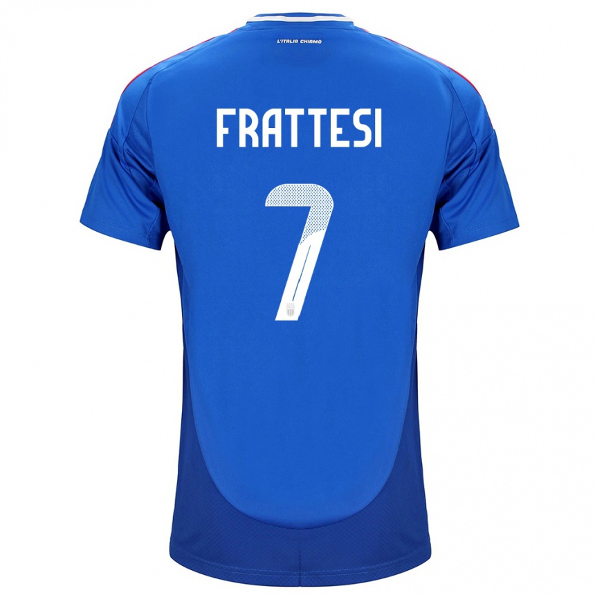 Vaikiškas Italija Davide Frattesi #7 Mėlyna Namų Marškinėliai 24-26 T-Shirt