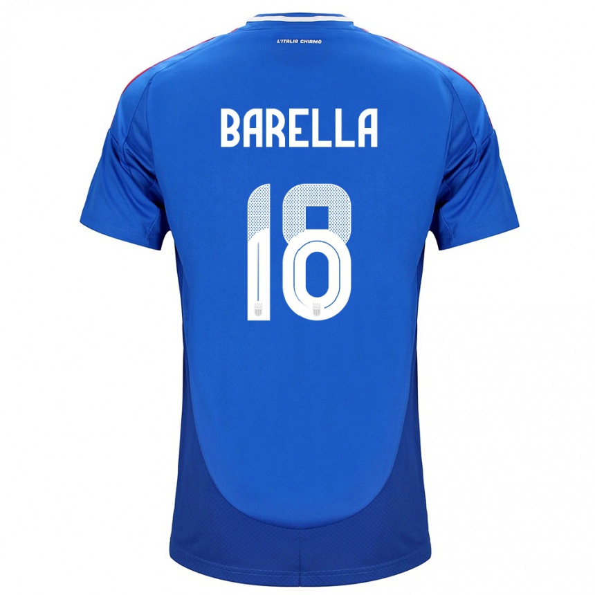 Vaikiškas Italija Nicolò Barella #18 Mėlyna Namų Marškinėliai 24-26 T-Shirt