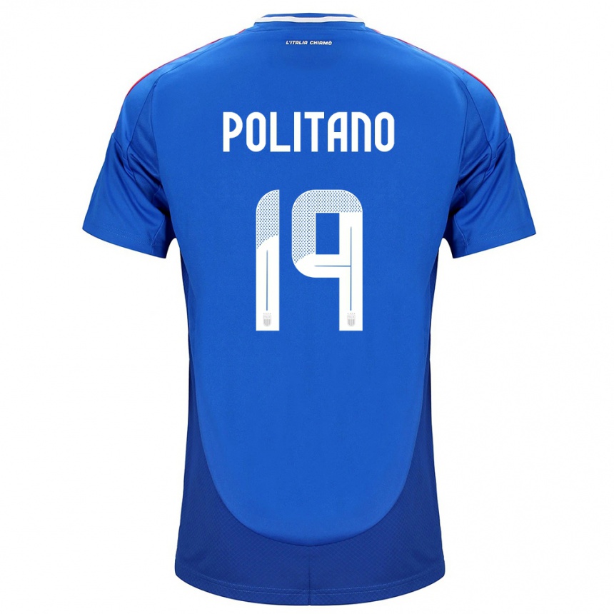 Vaikiškas Italija Matteo Politano #19 Mėlyna Namų Marškinėliai 24-26 T-Shirt