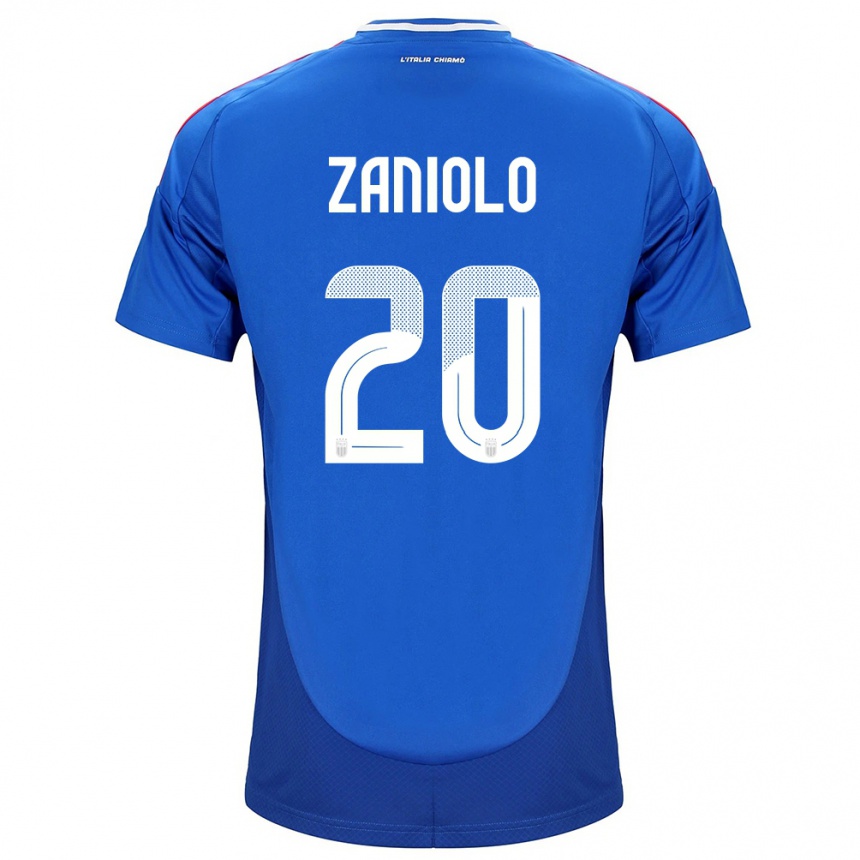 Vaikiškas Italija Nicolò Zaniolo #20 Mėlyna Namų Marškinėliai 24-26 T-Shirt