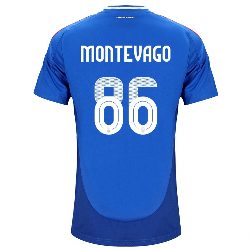 Vaikiškas Italija Daniele Montevago #86 Mėlyna Namų Marškinėliai 24-26 T-Shirt