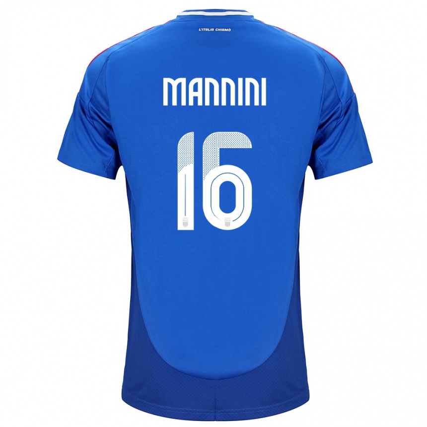 Vaikiškas Italija Mattia Mannini #16 Mėlyna Namų Marškinėliai 24-26 T-Shirt