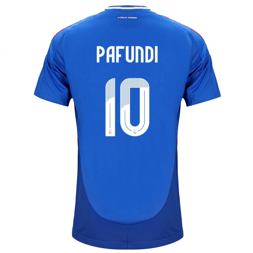 Vaikiškas Italija Simone Pafundi #10 Mėlyna Namų Marškinėliai 24-26 T-Shirt