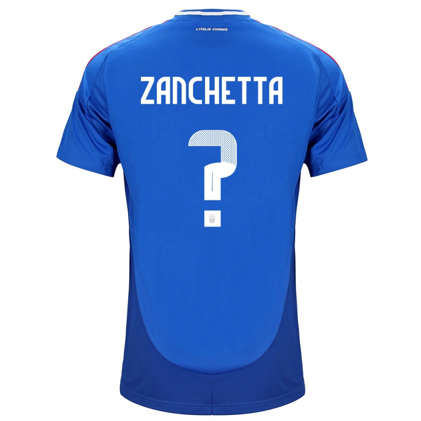 Vaikiškas Italija Mattia Zanchetta #0 Mėlyna Namų Marškinėliai 24-26 T-Shirt