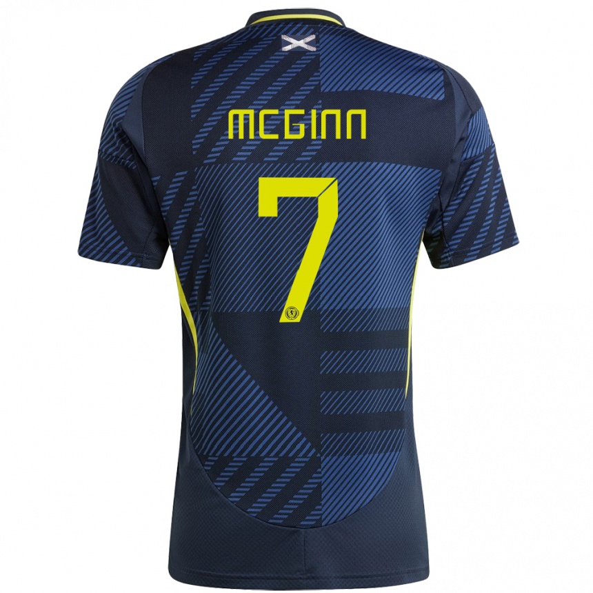 Vaikiškas Škotija John Mcginn #7 Tamsiai Mėlyna Namų Marškinėliai 24-26 T-Shirt