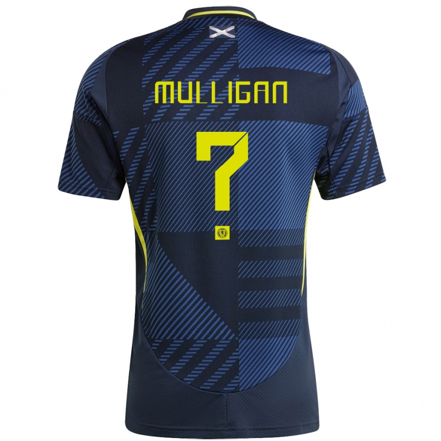 Vaikiškas Škotija Josh Mulligan #0 Tamsiai Mėlyna Namų Marškinėliai 24-26 T-Shirt