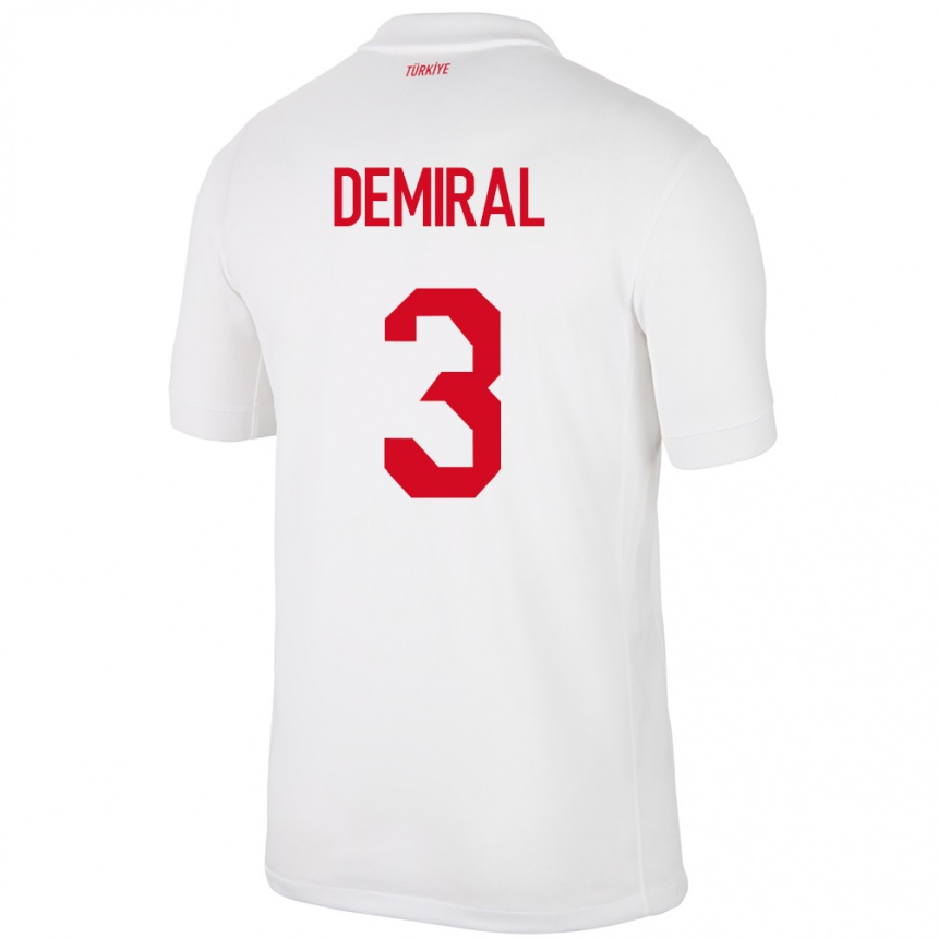 Vaikiškas Turkija Merih Demiral #3 Baltas Namų Marškinėliai 24-26 T-Shirt