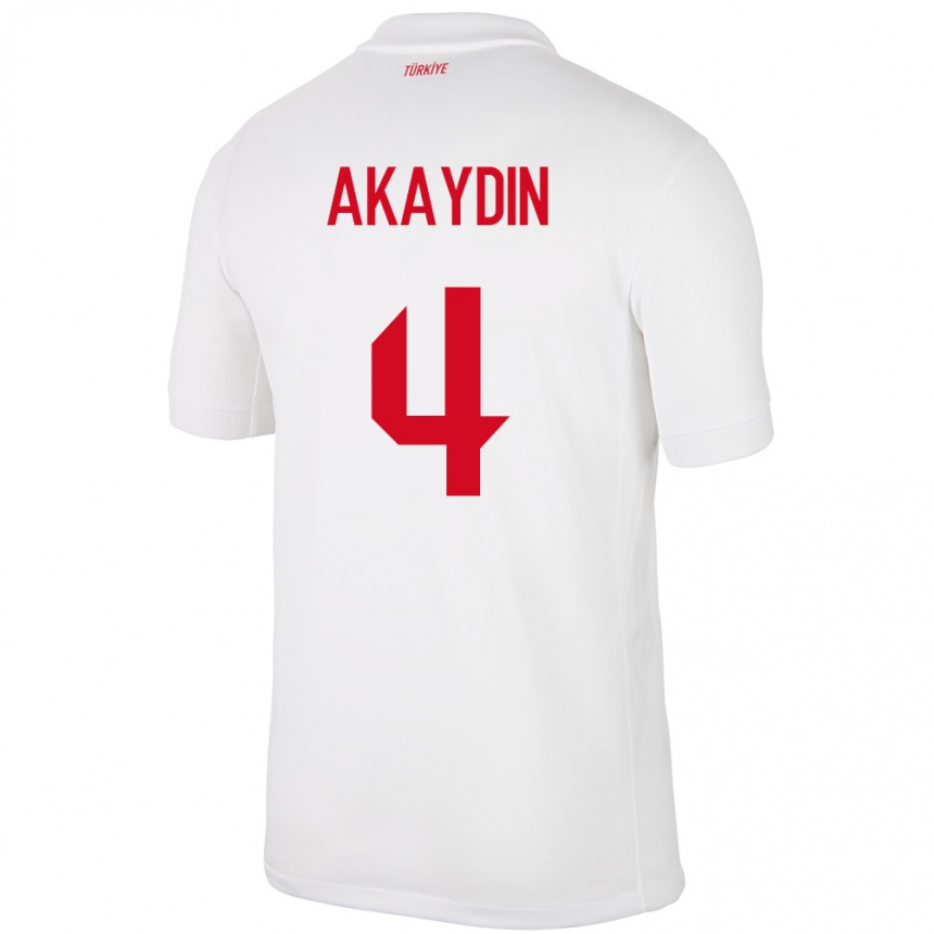 Vaikiškas Turkija Samet Akaydin #4 Baltas Namų Marškinėliai 24-26 T-Shirt