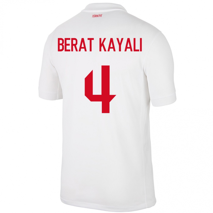 Vaikiškas Turkija Hasan Berat Kayalı #4 Baltas Namų Marškinėliai 24-26 T-Shirt