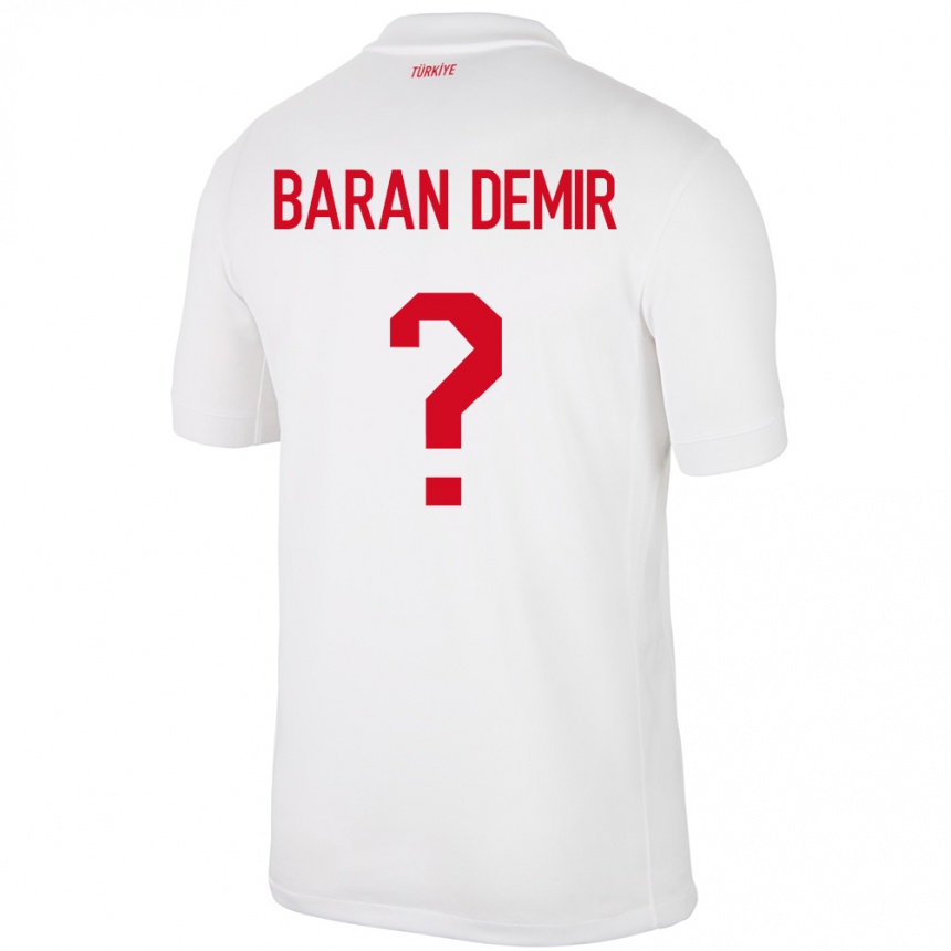 Vaikiškas Turkija Tuna Baran Demir #0 Baltas Namų Marškinėliai 24-26 T-Shirt