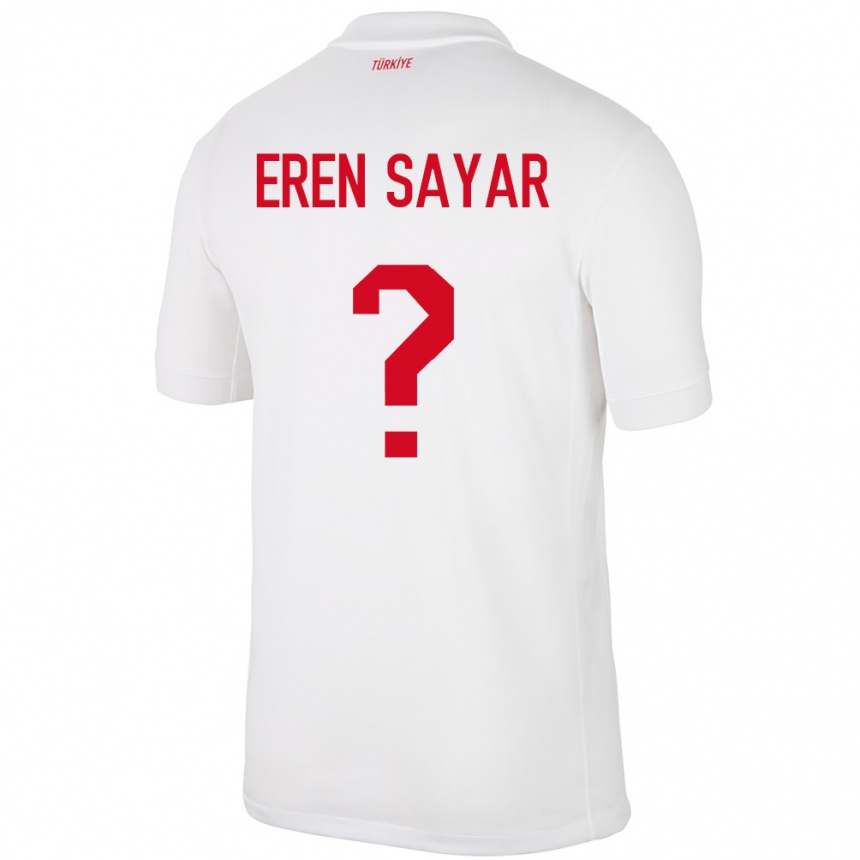 Vaikiškas Turkija Emin Eren Sayar #0 Baltas Namų Marškinėliai 24-26 T-Shirt