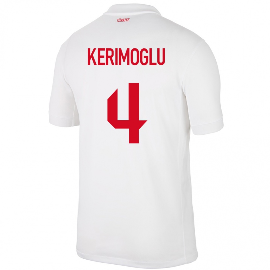 Vaikiškas Turkija Zeynap Kerimoğlu #4 Baltas Namų Marškinėliai 24-26 T-Shirt