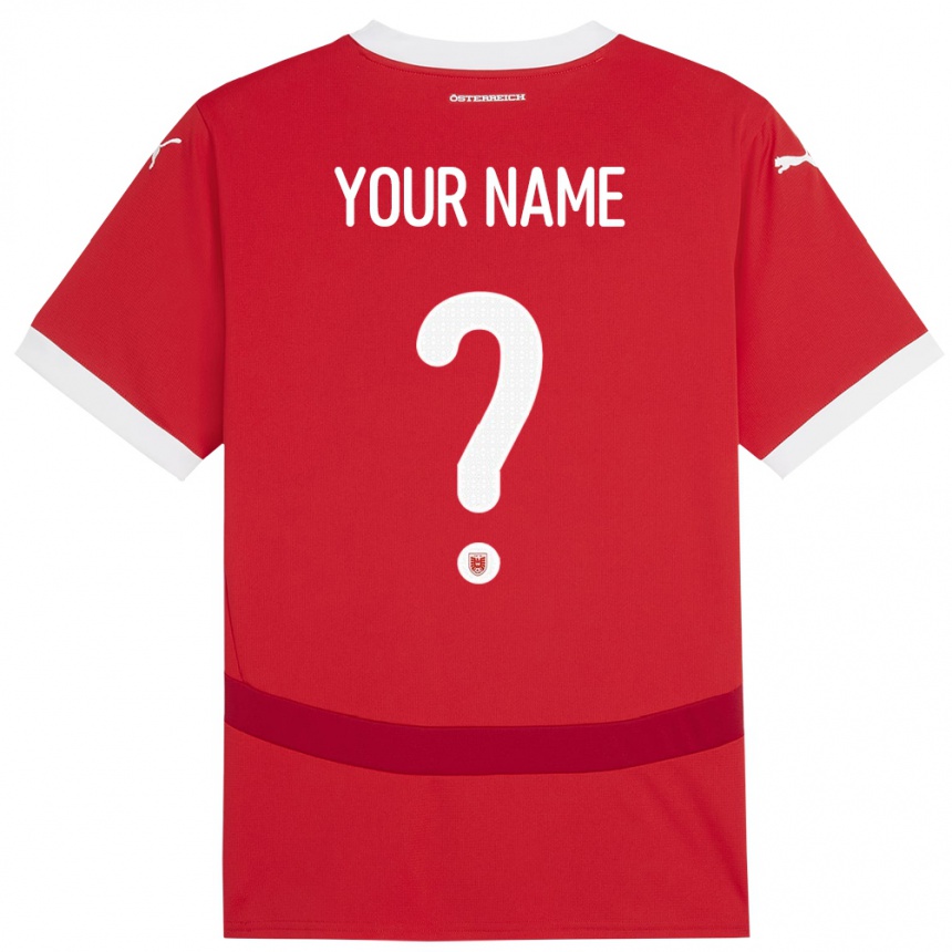 Vaikiškas Austrija Jūsų Vardas #0 Raudona Namų Marškinėliai 24-26 T-Shirt