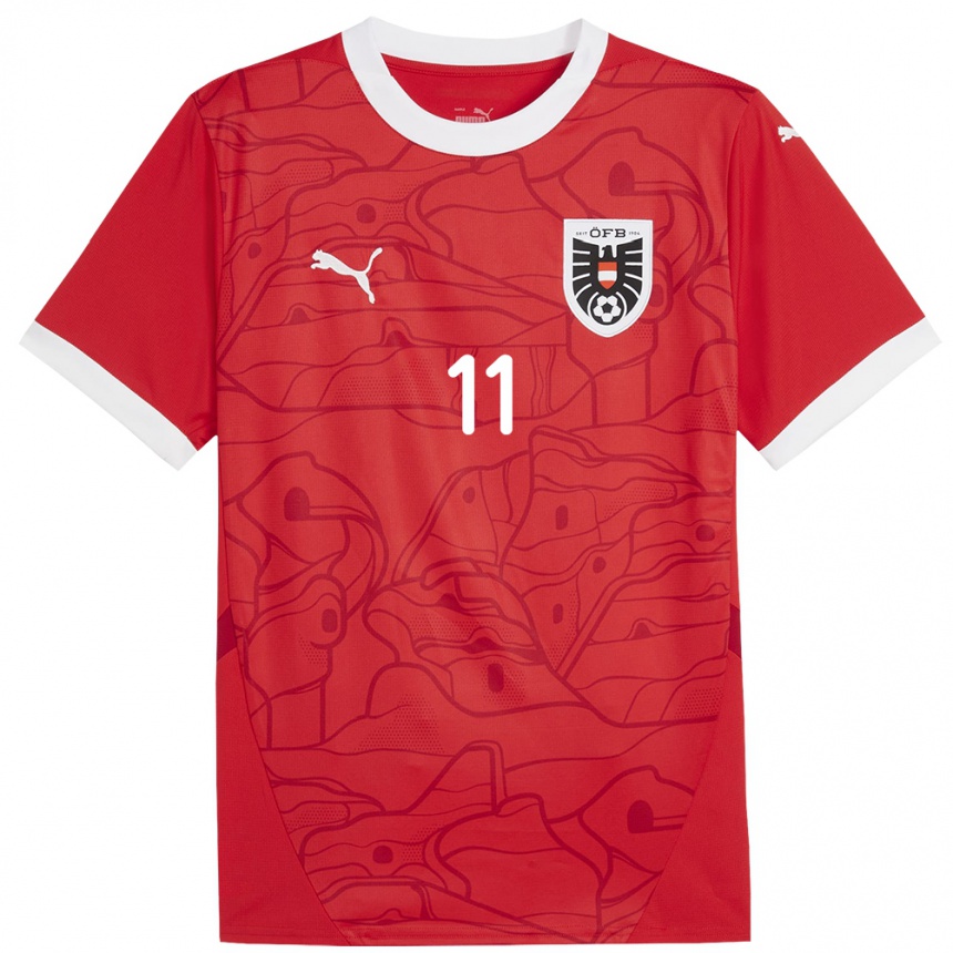 Vaikiškas Austrija Marina Georgieva #11 Raudona Namų Marškinėliai 24-26 T-Shirt