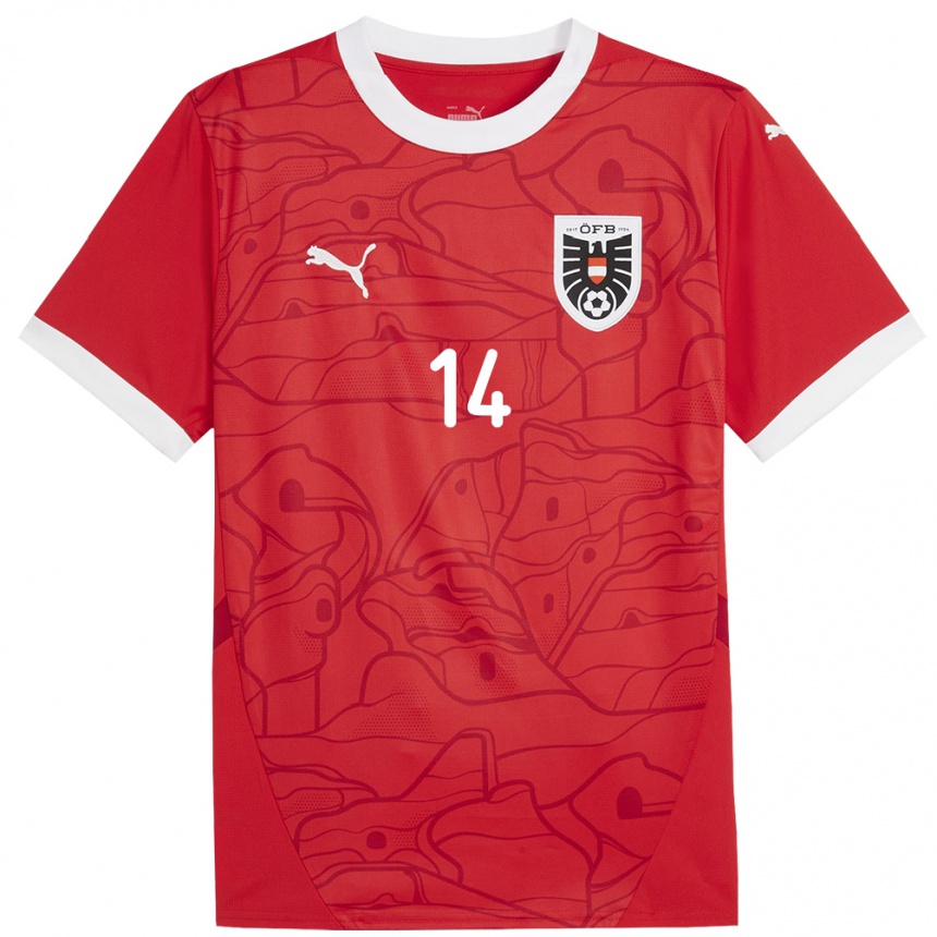 Vaikiškas Austrija Marie Höbinger #14 Raudona Namų Marškinėliai 24-26 T-Shirt