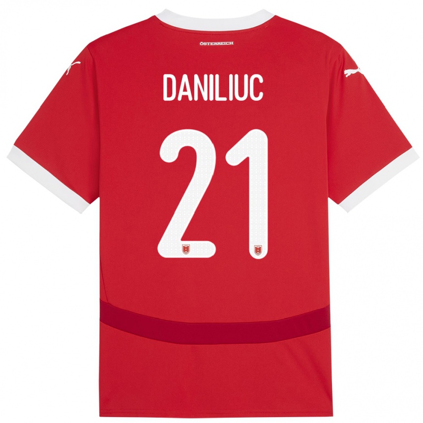 Vaikiškas Austrija Flavius Daniliuc #21 Raudona Namų Marškinėliai 24-26 T-Shirt