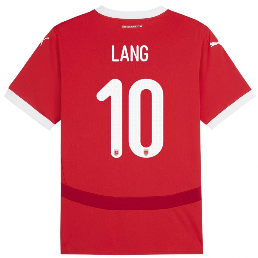 Vaikiškas Austrija Christoph Lang #10 Raudona Namų Marškinėliai 24-26 T-Shirt