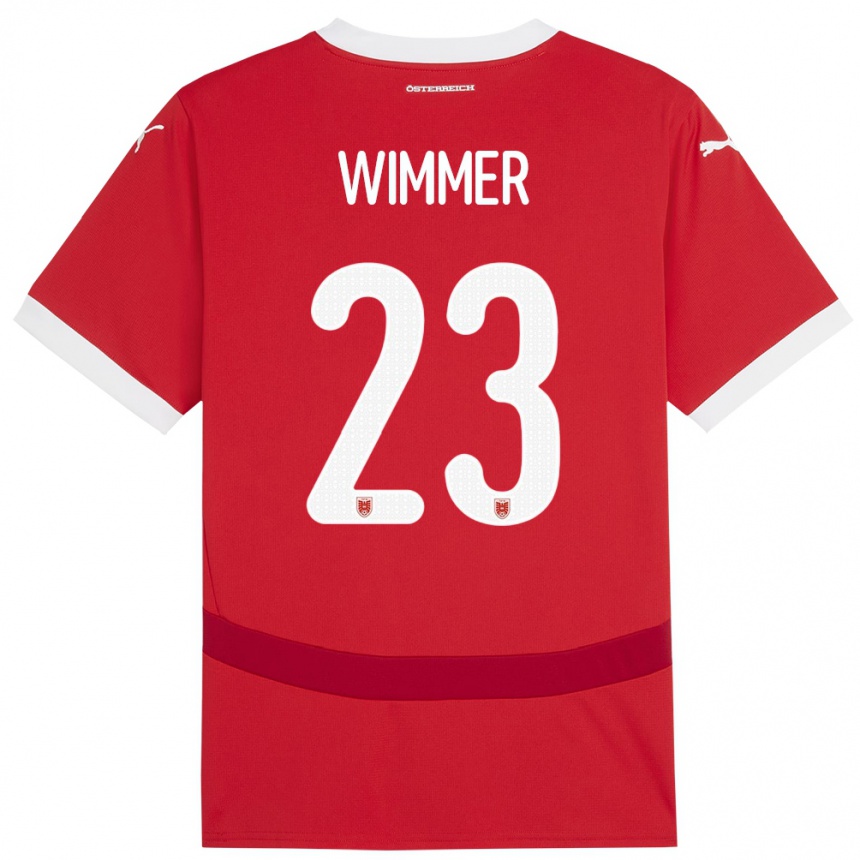 Vaikiškas Austrija Patrick Wimmer #23 Raudona Namų Marškinėliai 24-26 T-Shirt