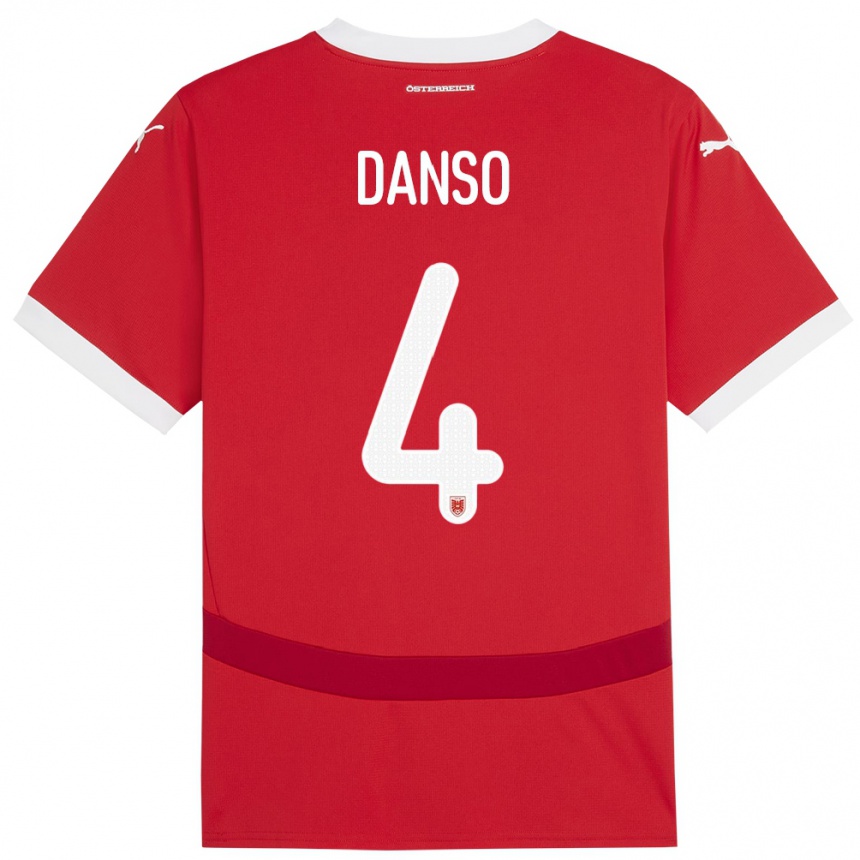 Vaikiškas Austrija Kevin Danso #4 Raudona Namų Marškinėliai 24-26 T-Shirt