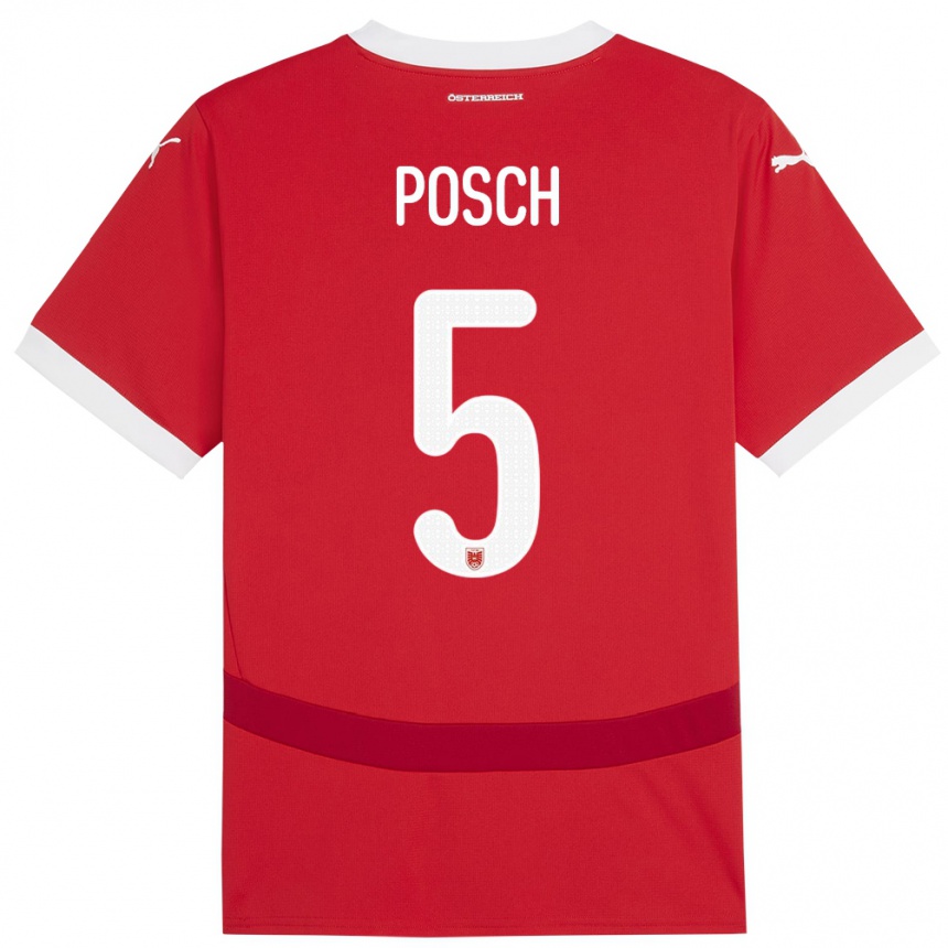 Vaikiškas Austrija Stefan Posch #5 Raudona Namų Marškinėliai 24-26 T-Shirt