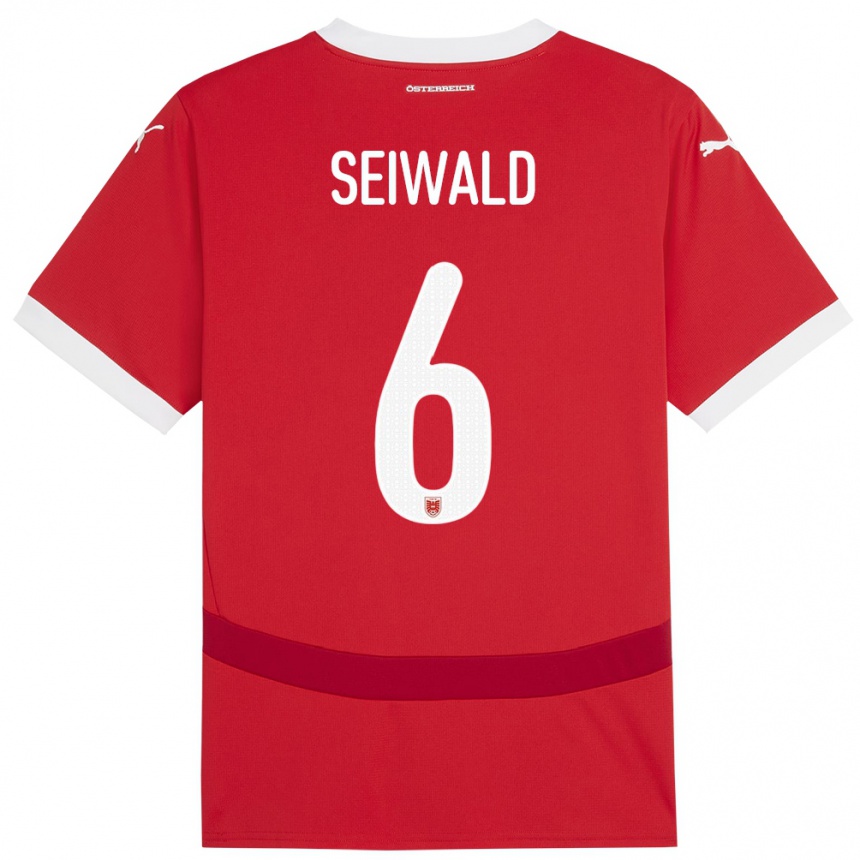 Vaikiškas Austrija Nicolas Seiwald #6 Raudona Namų Marškinėliai 24-26 T-Shirt