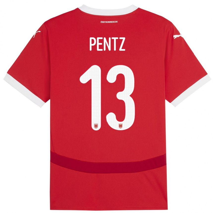 Vaikiškas Austrija Patrick Pentz #13 Raudona Namų Marškinėliai 24-26 T-Shirt