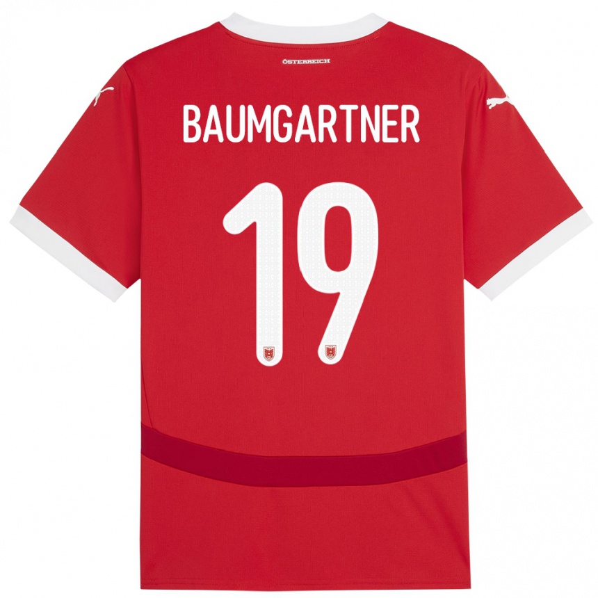 Vaikiškas Austrija Christoph Baumgartner #19 Raudona Namų Marškinėliai 24-26 T-Shirt