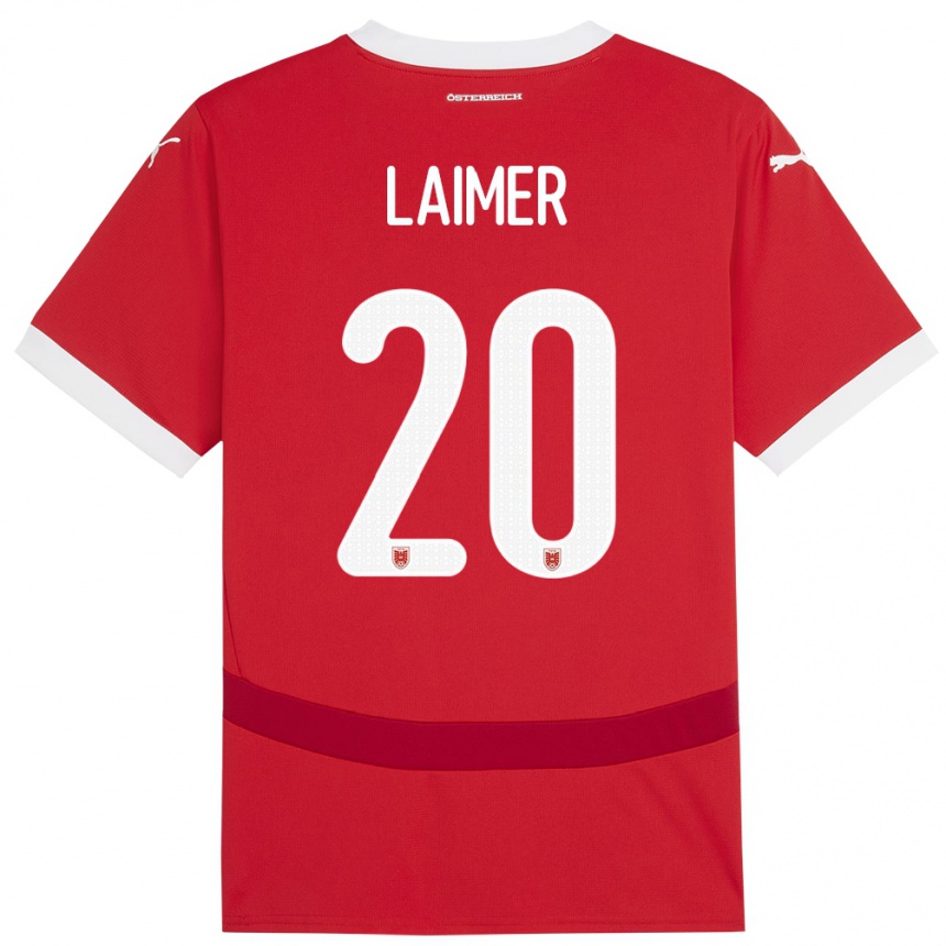 Vaikiškas Austrija Konrad Laimer #20 Raudona Namų Marškinėliai 24-26 T-Shirt