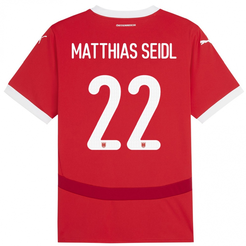 Vaikiškas Austrija Matthias Seidl #22 Raudona Namų Marškinėliai 24-26 T-Shirt