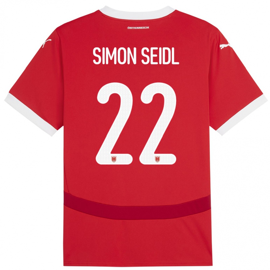 Vaikiškas Austrija Simon Seidl #22 Raudona Namų Marškinėliai 24-26 T-Shirt