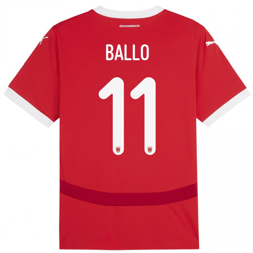 Vaikiškas Austrija Thierno Ballo #11 Raudona Namų Marškinėliai 24-26 T-Shirt