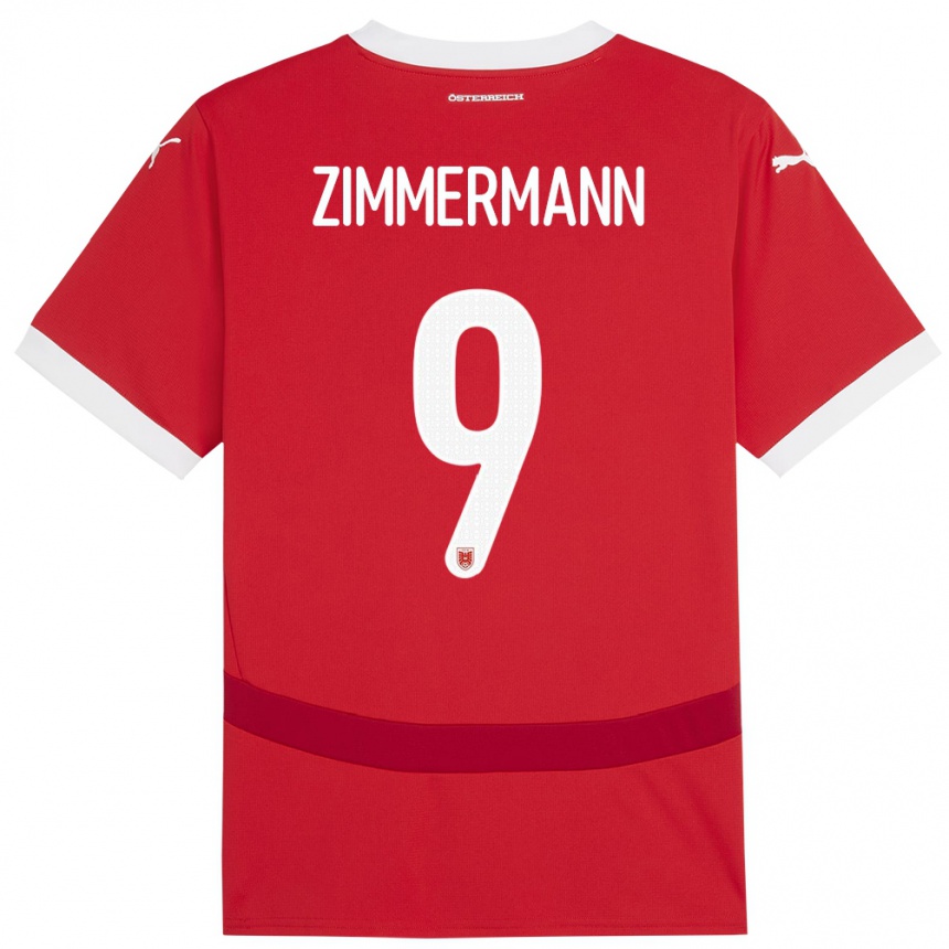 Vaikiškas Austrija Bernhard Zimmermann #9 Raudona Namų Marškinėliai 24-26 T-Shirt
