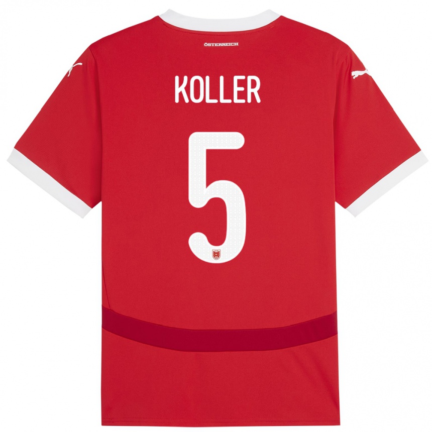 Vaikiškas Austrija Paul Koller #5 Raudona Namų Marškinėliai 24-26 T-Shirt