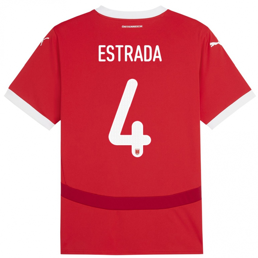 Vaikiškas Austrija Pascal Estrada #4 Raudona Namų Marškinėliai 24-26 T-Shirt