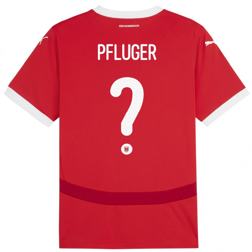 Vaikiškas Austrija Luis Pfluger #0 Raudona Namų Marškinėliai 24-26 T-Shirt