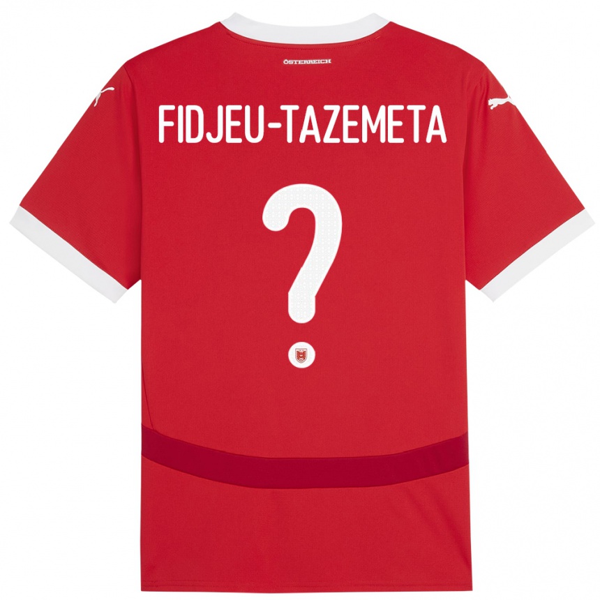 Vaikiškas Austrija Thierry Fidjeu-Tazemeta #0 Raudona Namų Marškinėliai 24-26 T-Shirt