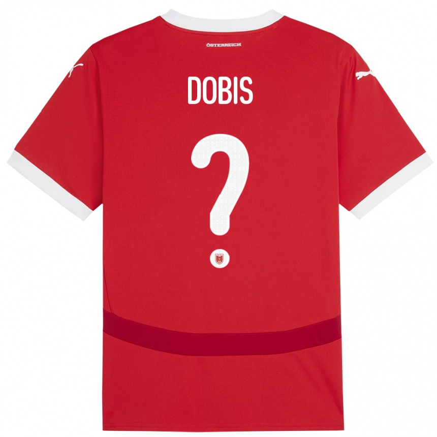 Vaikiškas Austrija Dominik Dobis #0 Raudona Namų Marškinėliai 24-26 T-Shirt
