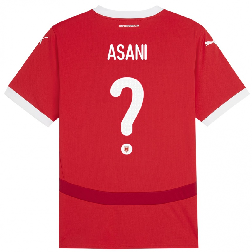 Vaikiškas Austrija Amir Asani #0 Raudona Namų Marškinėliai 24-26 T-Shirt