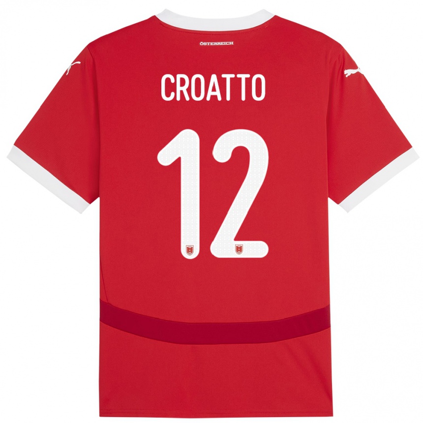 Vaikiškas Austrija Michela Croatto #12 Raudona Namų Marškinėliai 24-26 T-Shirt