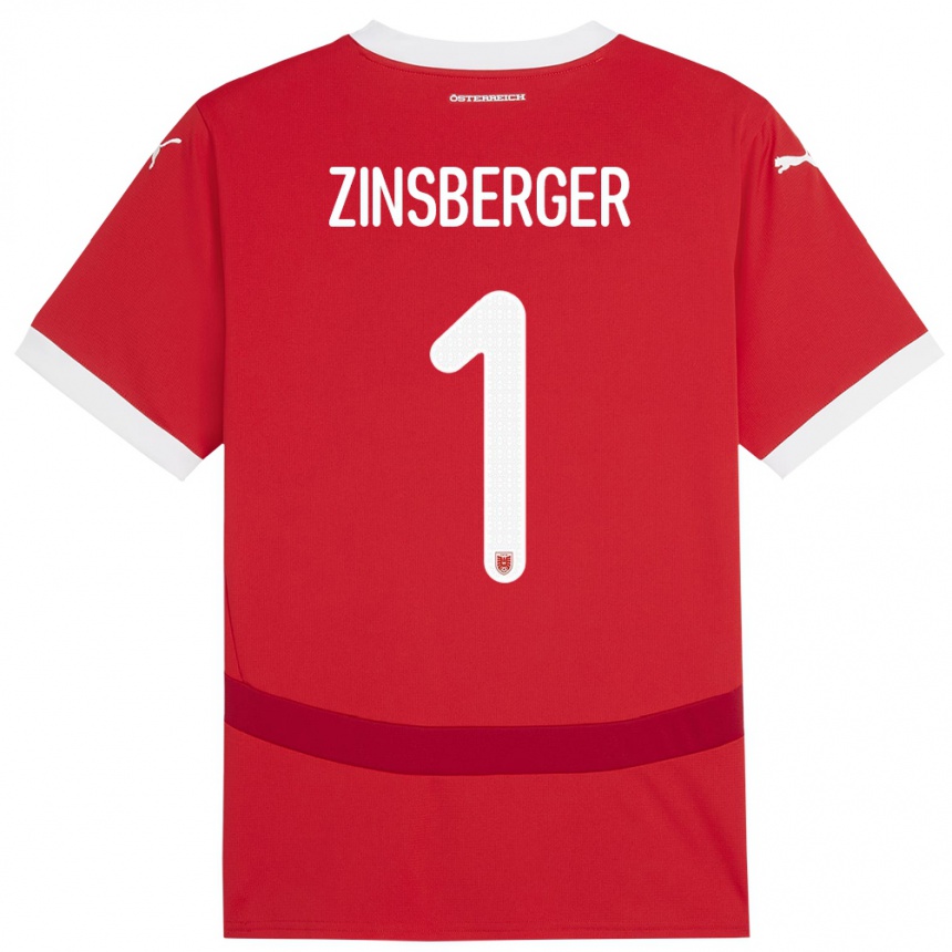 Vaikiškas Austrija Manuela Zinsberger #1 Raudona Namų Marškinėliai 24-26 T-Shirt