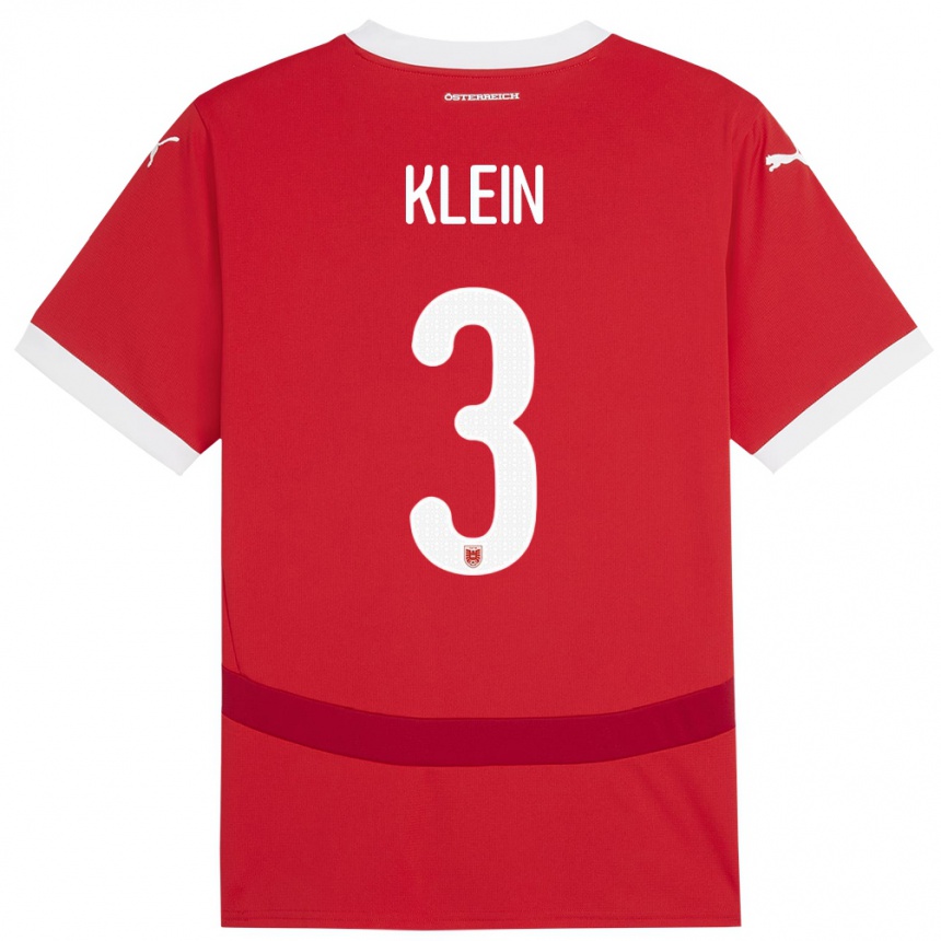 Vaikiškas Austrija Jennifer Klein #3 Raudona Namų Marškinėliai 24-26 T-Shirt