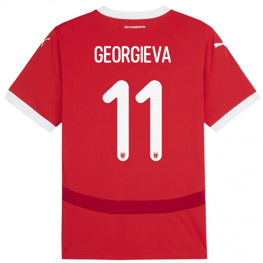 Vaikiškas Austrija Marina Georgieva #11 Raudona Namų Marškinėliai 24-26 T-Shirt