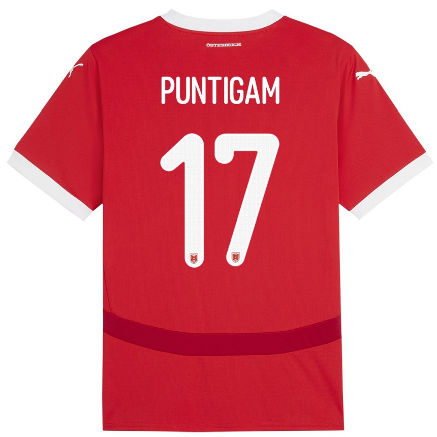 Vaikiškas Austrija Sarah Puntigam #17 Raudona Namų Marškinėliai 24-26 T-Shirt