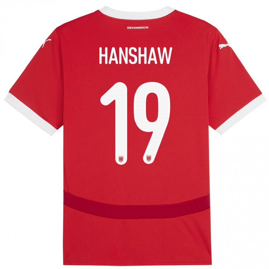 Vaikiškas Austrija Verena Hanshaw #19 Raudona Namų Marškinėliai 24-26 T-Shirt