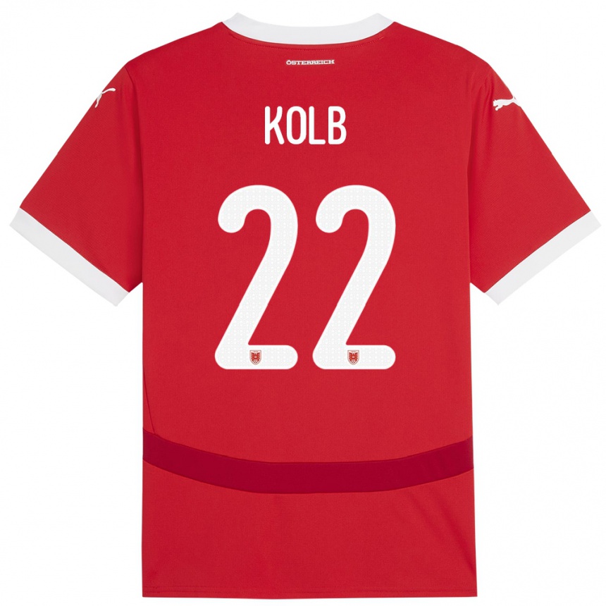 Vaikiškas Austrija Lisa Kolb #22 Raudona Namų Marškinėliai 24-26 T-Shirt