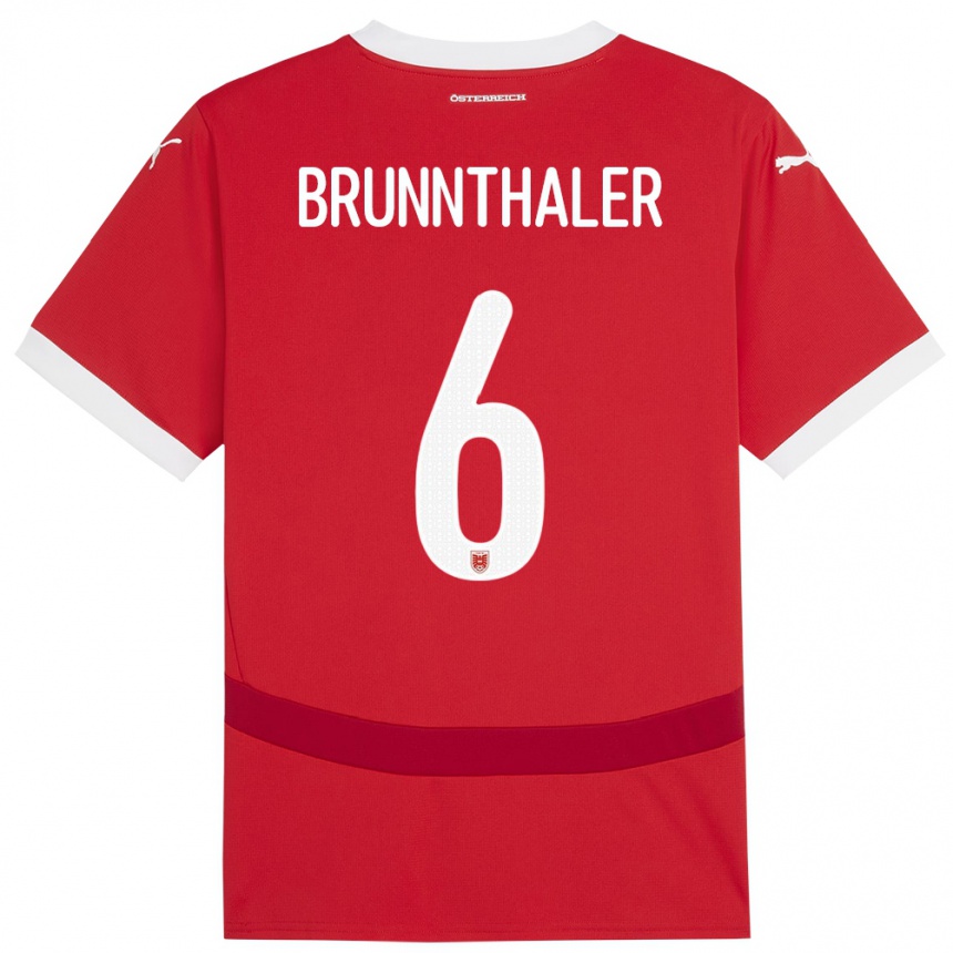 Vaikiškas Austrija Melanie Brunnthaler #6 Raudona Namų Marškinėliai 24-26 T-Shirt