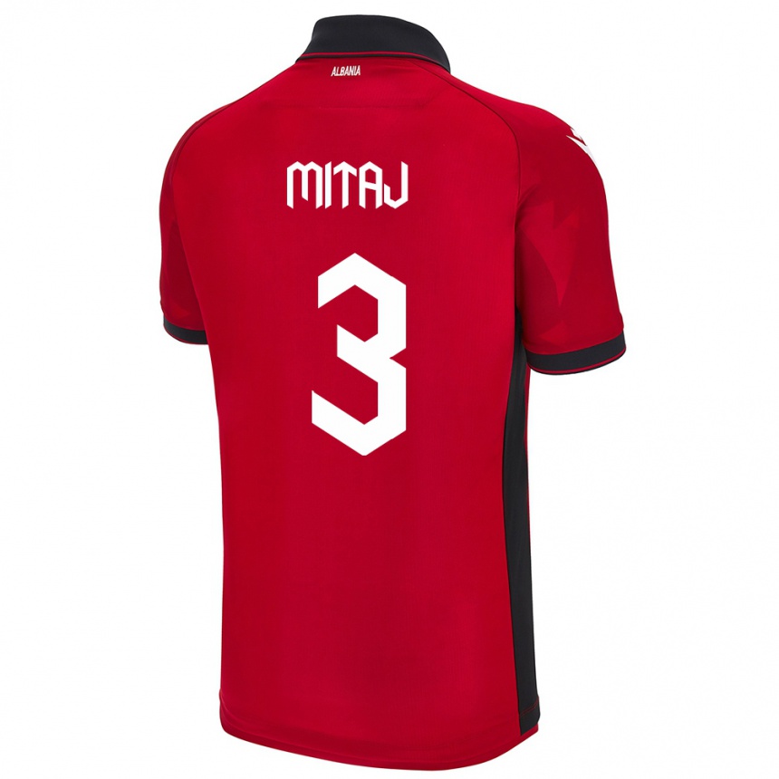 Vaikiškas Albanija Mario Mitaj #3 Raudona Namų Marškinėliai 24-26 T-Shirt