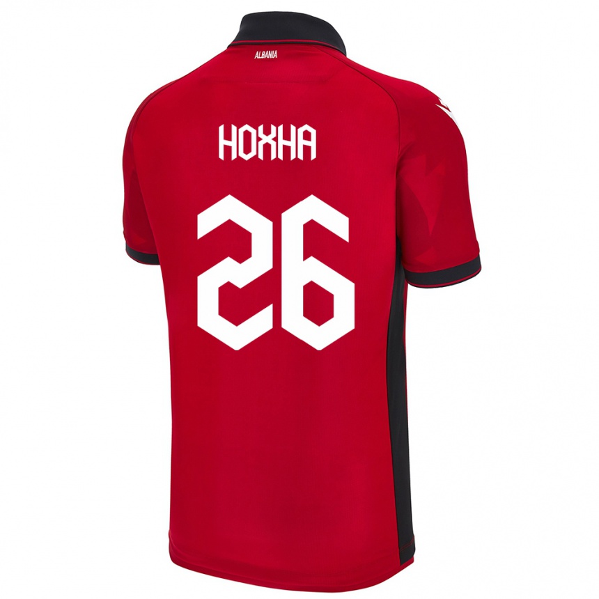 Vaikiškas Albanija Arbër Hoxha #26 Raudona Namų Marškinėliai 24-26 T-Shirt