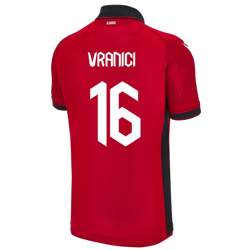 Vaikiškas Albanija Dean Vranici #16 Raudona Namų Marškinėliai 24-26 T-Shirt